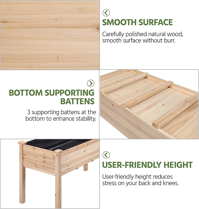 Yaheetech 2pcs Raised Garden Bed 48x24x30in Elevated Wooden Horticulture Planter Box with Legs Standing Growing Bed for Gardening/Backyard/Patio/Balcony, Wood
