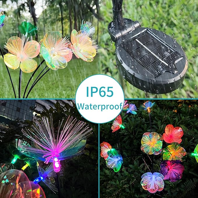 JJGoo 2 Pack Solar Garden Lights, Solar Flower Swaying Light for Outside, New Upgraded Outdoor Waterproof Light for Garden Patio Yard Front Porch Decor