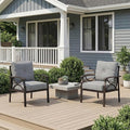 RoyalCraft 2 Pieces Outdoor Single Sofa,All-Weather Patio Metal Armchair,Khaki Metal Furniture with Gray Cushions