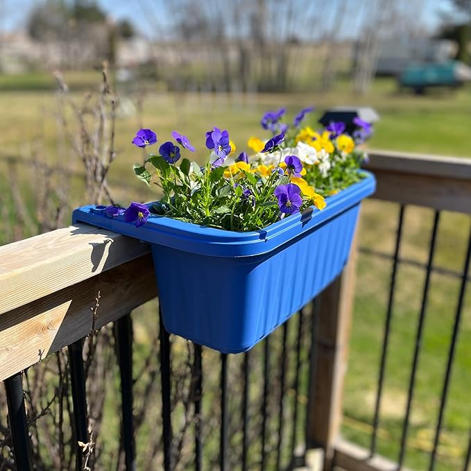 Apollo Exports International 20" Adjustable Railing Planter, Blue