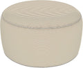 LVTXIII Indoor/Outdoor Extra Large Inflatable Ottoman Pouf D31 x H14 Inch, Round Footstool with Handle, Weather-Resistant Portable Furniture for Patio, Camping, Beach, Stripe Beige