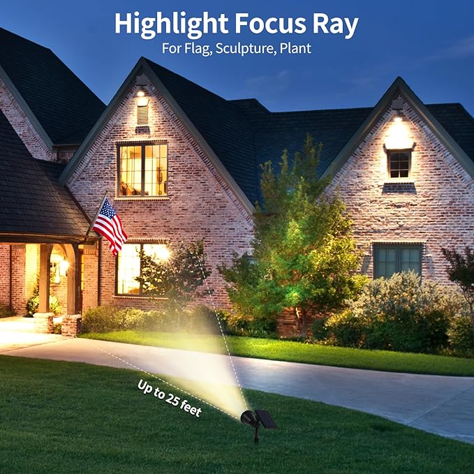 Solar Spot Lights Outdoor Waterproof, 18 LED Solar Powered Landscape Lighting Low Voltage Auto On/Off for Garden, Yard, Tree, Flag, Wall, Pathway, 4 Pack