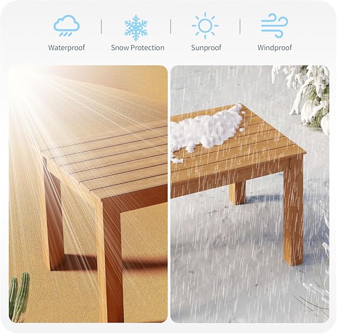 ZHUSI Patio Table and Chairs Set, Outdoor Table and Chairs,HDPE Outdoor Dining Set with Umbrella Hole for Backyard, Poolside, Porch 4 Armchairs