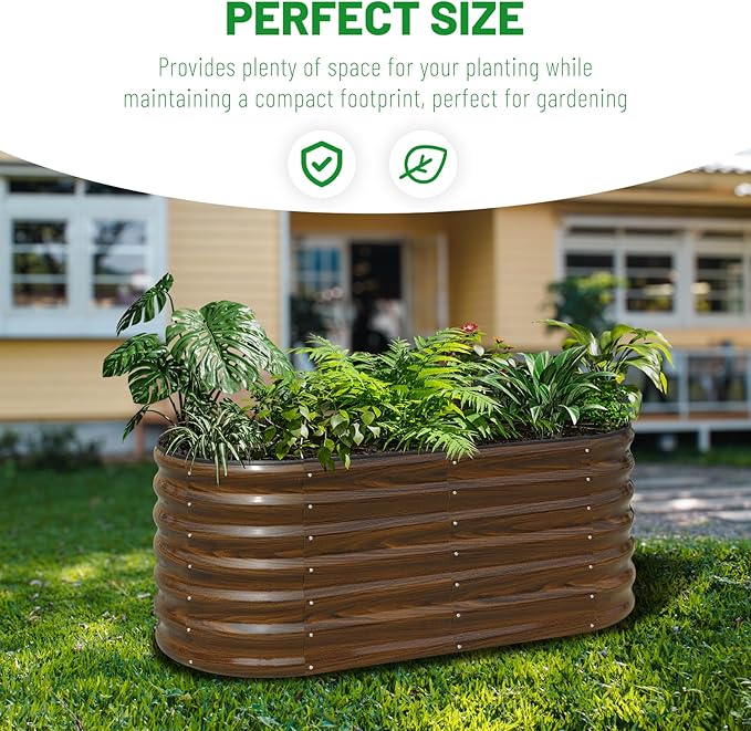 SnugNiture Galvanized Steel Raised Garden Bed Kit, 4x2x2 ft Large Metal Planter Box Outdoor for Gardening Vegetables, Flowers and Fruits