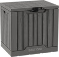 EAST OAK Outdoor Storage Box | 31 Gallon Deck Box Indoor and Outdoor Use | Waterproof Resin Storage Bin with Latch for Patio Cushions, Gardening Tools | UV Resistant | Deep Grey