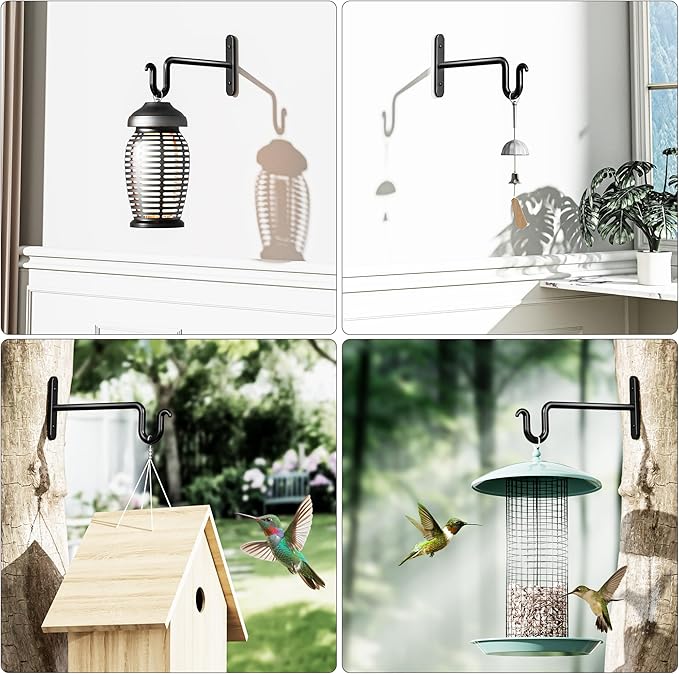 Hanging Plant Brackets 8 Inch - 2 Pack Plant Hanger for Hanging Plants, Heavy Duty Plant Hook for Hanging Bird Feeders, Flower Baskets, Wind Chimes, Lanterns, Indoor or Outdoor.