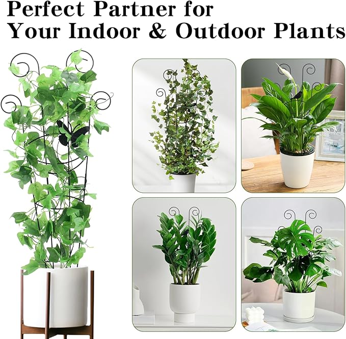 ZOUTOG Trellis for Climbing Plants Indoor 4 Pack 30 Inch,Rustproof Metal Garden Trellis for Potted Plants,Houseplant Support Indoor Outdoor for Ivy Pothos Monstera Hoya Flower Vines(Butterfly Shape)