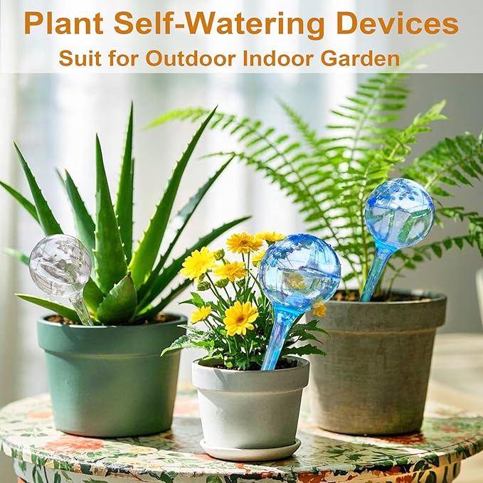 Large 12pcs Plant Watering Globes - Automatic Plant Watering Bulbs for Indoor & Outdoor Potted Plants, Durable Plastic Garden Watering Devices