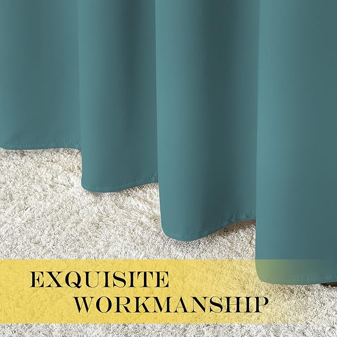 NICETOWN Blackout Curtains 54 Inches Long, Thermal Insulated Room Darkening Curtains for Bedroom, Window Treatment Drapes for Living Room Nursery (W66 x L54 Inch, Sea Teal, 1 Panel)