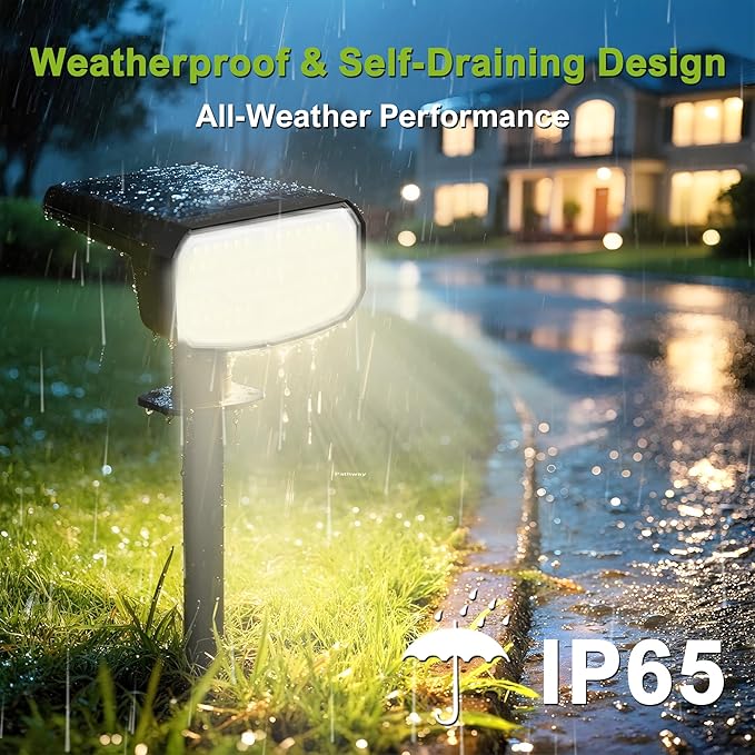 DAMINY Solar Spotlights Waterproof IP65,Auto On/Off,3000K 2 Lighting Modes Solar spot Lights for Garden,Pathway,Yard,Landscape-6 Pack