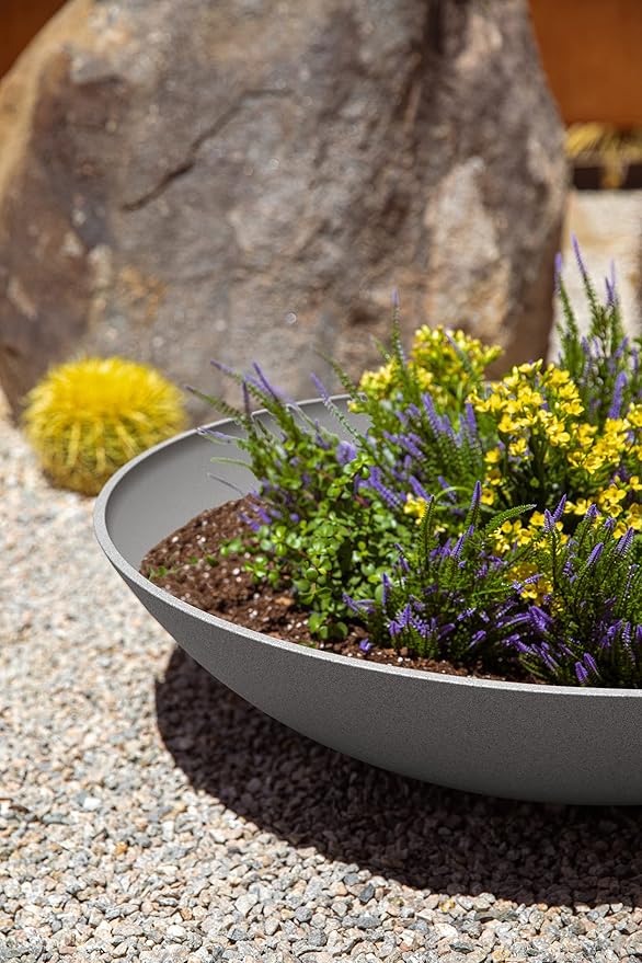 Veradek Mason Series Lane Bowl Planter| for Indoor or Outdoor Tabletops/Gardens |Made from Plastic-Stone Composite with Drainage Holes|Modern Décor for Flowers, Succulents, Small Plants