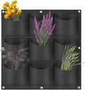 Hanging Planting Grow Bags, 9 Pockets Hanging Vertical Wall Planter Wall Mounted Grow Bag Outdoor Indoor Gardening Vertical Greening Flower Container, Planting Bags Storage Bags(0.5 m × 0.5 m, Black)