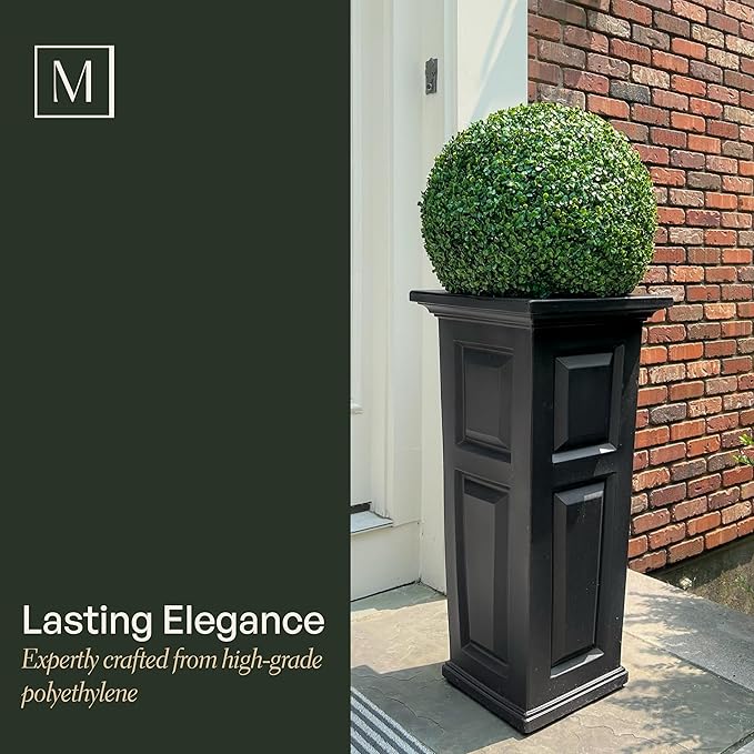 Mayne Nantucket 32-Inch Tall Planter – Self-Watering, Weather-Resistant Planter for Flowers – Durable Outdoor Design for Patio, Porch, or Entryway