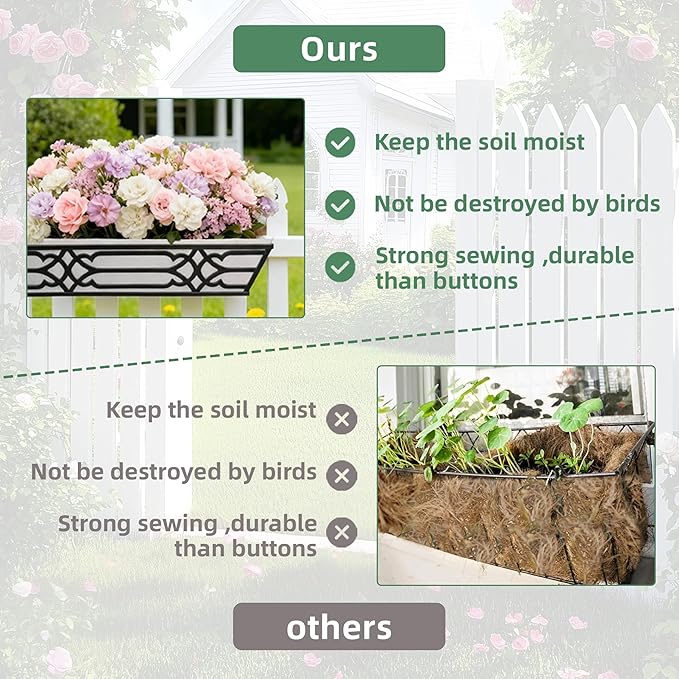 4 Pack 24 Inch Railing Boxes Planter for Outdoor Plants Adjustable Brackets for Porch Fence and Balcony Window Planter Box with Non-Woven Fabric Liner for Hanging Flower Baskets