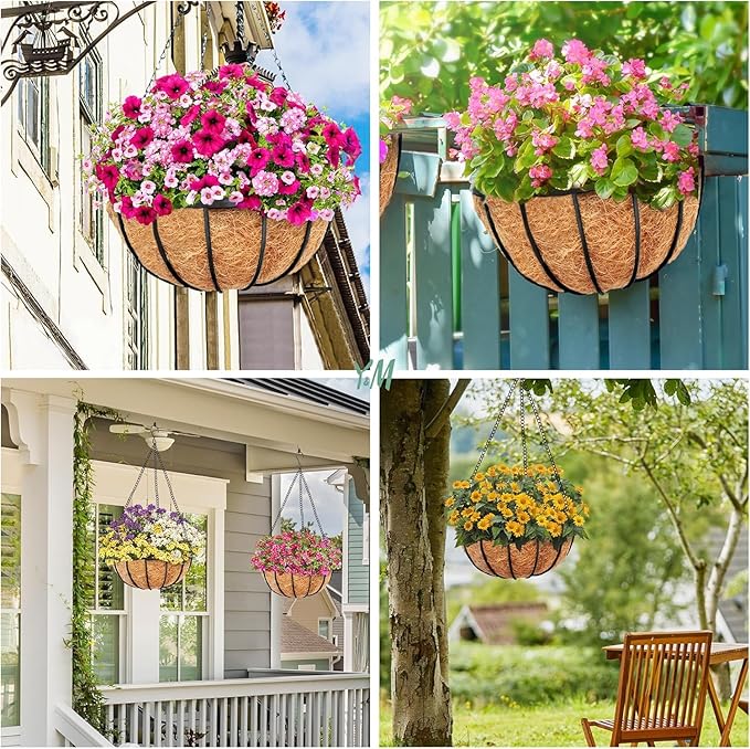 Y&M 2pcs 16“ Round Coconut Fiber Liner, 16'' Coco Liner Pre-Formed Replacement for Wall Hanging Planter Basket