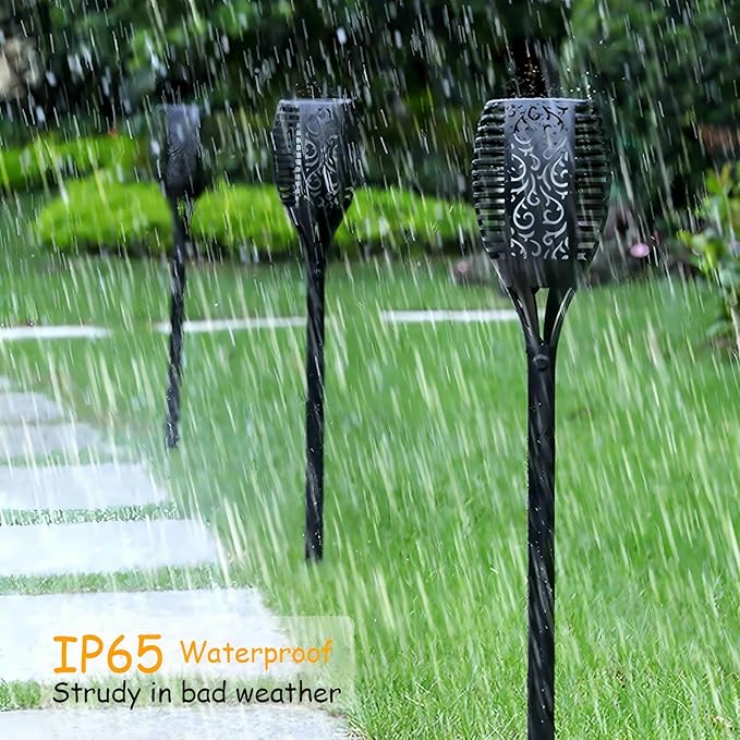 4 Pack Outdoor Solar Flame Light,Solar Lights Outdoor for Garden Decorations with Flickering Flame,IP65 Waterproof Solar Powered Yard Lights Torch Light for Lawn Patio Pathway (Purple)