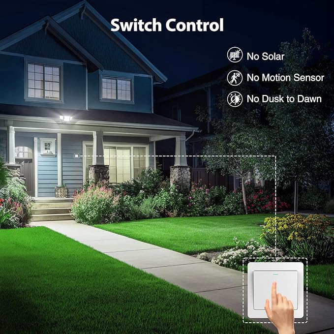 Onforu 90W Flood Lights Outdoor, 10000LM Ultra Bright 4-Head LED Security Light with Switch Control, IP66 Waterproof 6500K Exterior Lights for Yard Garage Patio