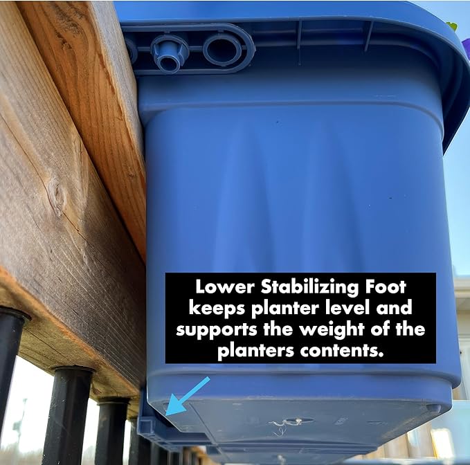 Apollo Exports International 20" Adjustable Railing Planter, Blue