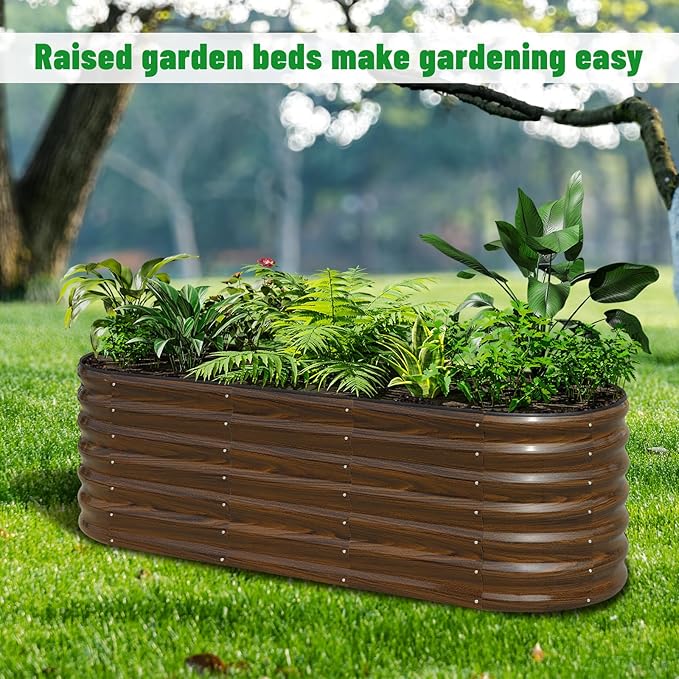 SnugNiture Galvanized Steel Raised Garden Bed Kit, 6x2x2 ft Large Metal Planter Box Outdoor for Gardening Vegetables, Flowers and Fruits