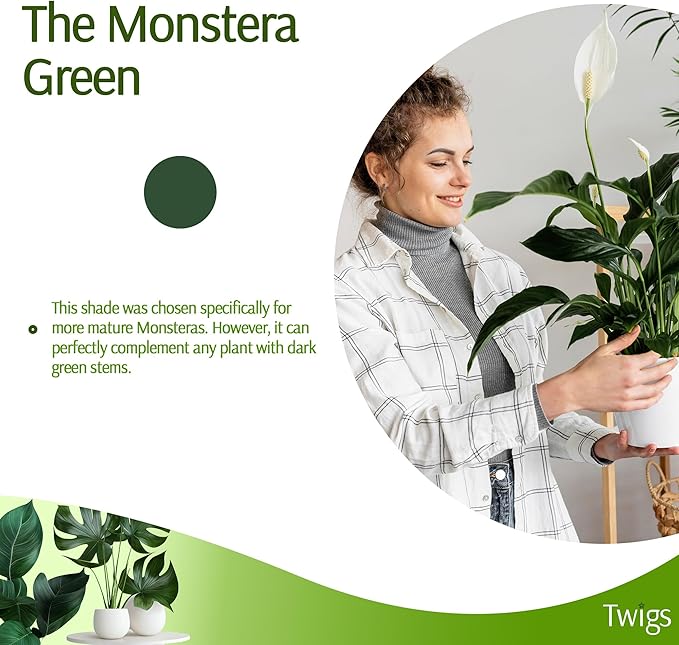 Stackable Plant Support Stakes, Indoor & Outdoor Houseplant Stem Support, Garden Accessories, Trellis Alternative for Climbing & Potted Plants - Monstera (Dark Green), 10 Pack, 17" L