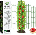 Halatool 63 Inch Tomato Cages, 4 Pack Adiustable Plant Cages Assembled Tomato Garden Cages Stakes Vegetable Support Trellis with 120 Feet Twist Tie, Snap-On for Vertical Climbing Plants