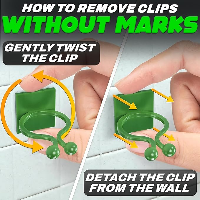 Plant Wall Clips for Climbing Plants 110 Pcs - Pothos Plant Climber Support, Large, Medium, Small Sizes Wall Clips for Support, Strong Self-Adhesive, For Indoor Plants, Cable Management & Plant Holder