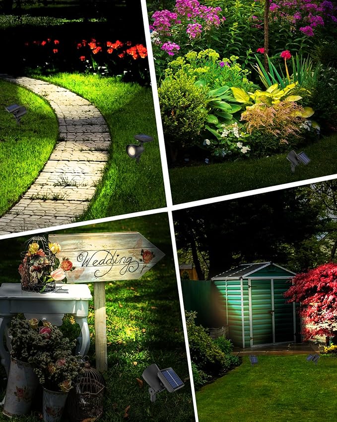 Solar Lights Outdoor, Solar Spot Lights Outdoor, 6 Pack IP44 Waterproof Solar Spotlights, Auto On/Off Solar Powered Garden Lights for Yard Pathway Driveway (Warm White) Bright Pathway