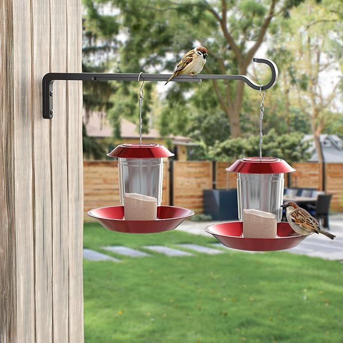 15 Inch 2 Black Pack Heavy Duty Outdoor Plant Hangers, Iron Hanging Plant Brackets for Hanging Plants Outside, Metal Plant Hooks Plant Wall Hooks for Hanging Lantern, Bird Feeder