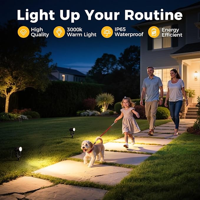 L LOHAS LED Dusk to Dawn Low Voltage Landscape Lighting, 3000K Warm White Outdoor Spotlight with Transformer, IP65 Plug in Spotlights for Yard Backyard Pathway 6Pack