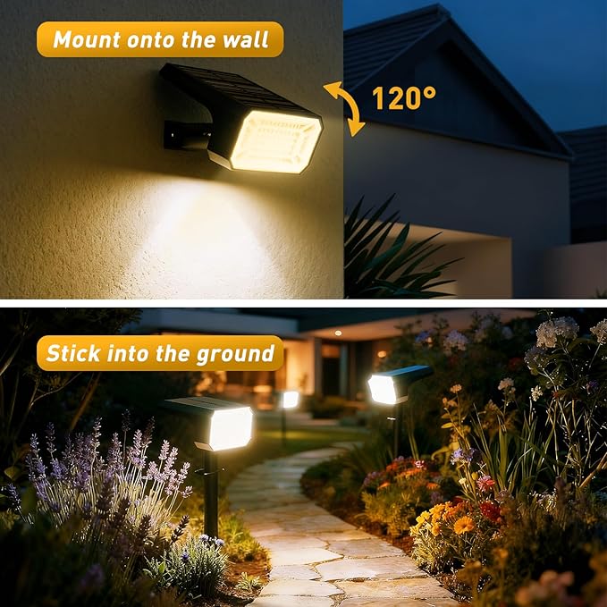 Solar Spot Lights Outdoor Waterproof IP65, [8 Pack/100 LED/4 Modes] Solar Landscape Spotlights, Auto On/Off High Lumens Spot Lights for Yard Garden Pathway(Warm White)