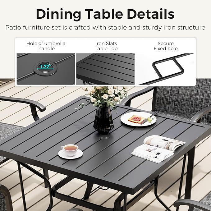 Pamapic 5-Piece Outdoor Dining Set, Patio Dining Set for 4, All-Weather Outdoor Patio Set with 4 Regular Chairs for Garden, Poolside, Deck，Gray