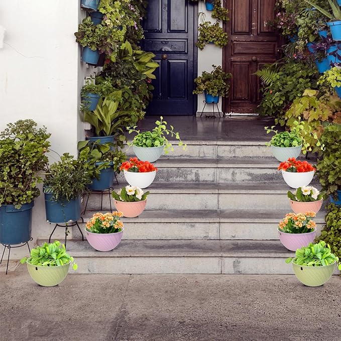 Foraineam 10 Pack Mini Hanging Planters Garden Self-Watering Flower Plant Pot Container Succulent Planter Pots with Hanging Chain