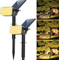 102 LED Solar Spot Lights Outdoor Waterproof IP65, Adjustable Landscape Spotlights, [2 Pack/4 Modes] Auto On/Off Solar Powered Flood Lights for Outside Yard Garden Wall Pathway (Warm White)