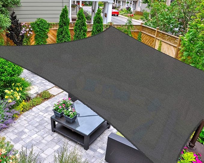 AsterOutdoor Sun Shade Sail Rectangle 10' x 10' UV Block Canopy for Patio Backyard Lawn Garden Outdoor Activities, Graphite