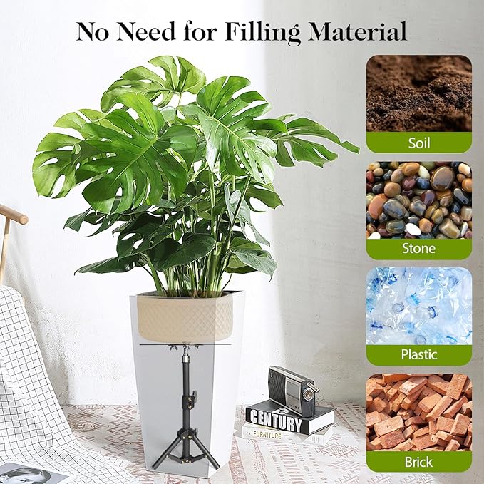 AZEAM Adjustable Plant Risers for Inside Pots, 2 PCS Planter Inserts Fillers for Large Flower Pots, Height Planter Lifter Stand for Outdoor Indoor Plants, 12"- 16" Raise with 4"-12" Top Support