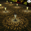 6 Pack Solar Lights Outdoor Garden Decorative Mandala Solar Garden Lights with Warm Light Waterproof Solar Pathway Landscape Lights for Path Patio Backyard Walkway Yard Lawn Decor (Black)