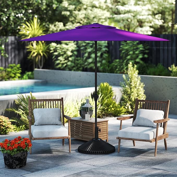 Abba Patio 9FT Lyon Outdoor Patio Umbrella Outdoor Table Umbrella with Crank Market Umbrella 8 Sturdy Ribs UV Protection Waterproof and Push Button Tilt for Garden Deck Backyard,Purple