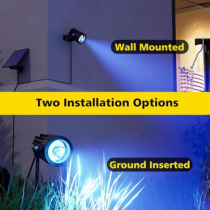 T-SUN Solar Spotlights, 2-in-1 RGB Solar Landscape Spotlights Outdoor Waterproof, Auto ON/Off Dual Head LED Lights for Garden, Yard, Halloween, Christmas Decor(RGB)