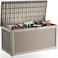 ROJIK Outdoor Storage Housing Deck Box,Waterproof Patio Furniture, Garden Tools, Cushions, Pool Accessories Storage Bench with Lockable Lid and Side Handles (Grey,320 Gallon)