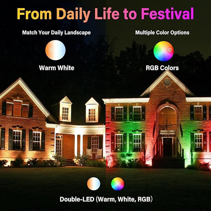 Christmas Spot Lights Outdoor Color Changing Landscape Spotlights,12W RGBW LED Outdoor Spot Lights for Yard Garden Decor,Waterproof 110V Plug in Landscape Lighting with Remote,4 Packs