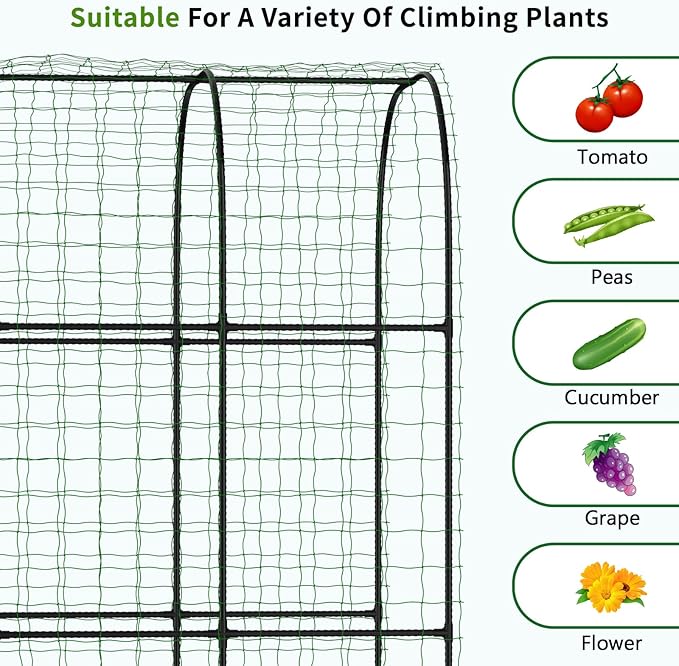 DoCred 3 in 1 Raised Garden Bed with 87in Tall Arch Trellis for Climbing Plants, Galvanized Planter Garden Box Outdoor for Gardening, Climbing Vegetables, Flower, Black