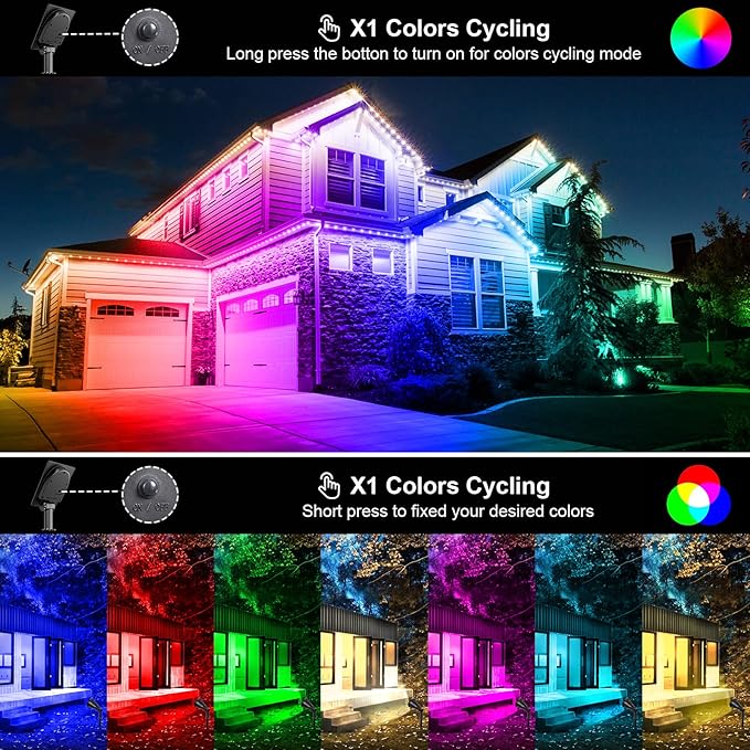 T-SUNUS RGB Solar Landscape Spotlights Christmas, Color Changing Spot Lights Waterproof IP65 Garden Pond, 180° Adjustable Halloween Wall Tree Light Separately Installed for Outdoor Indoor 2 Pack