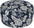 LVTXIII Indoor/Outdoor Extra Large Inflatable Ottoman Pouf D31 x H14 Inch, Round Footstool with Handle, Weather-Resistant Portable Furniture for Patio, Camping, Beach, Elegant Vines Navy