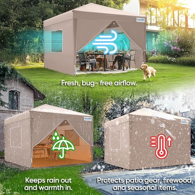 Quictent Privacy 6.6x6.6 Pop up Canopy Tent with Sidewalls and Roll-up Ventilated Windows, One Person Easy Setup, Outdoor Commercial Gazebo Shelter Enclosed Waterproof, Bonus 4 Sandbags