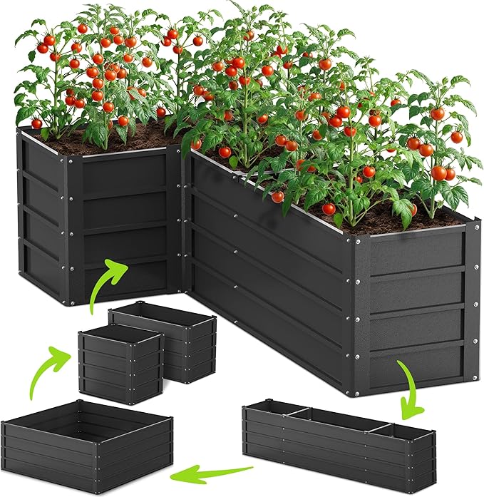 Modular Raised Garden Beds Kit - 6x3x2 Tall 13 in 1 DIY Custom Shapes Metal Raised Beds for Vegetables Flowers Patio Ground Planter Box - Galvanized Raised Garden Beds for Outdoor with Powder Coating