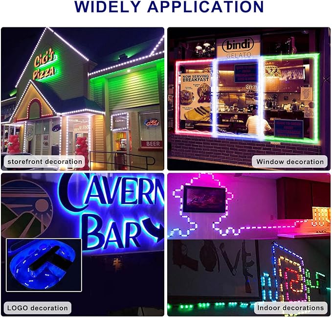 LED Window Lights Storefront Lights for Business Upgraded LED Modules Waterproof Store Decorative Light for Advertising Letter Signs Lightbox RGB 120 Pieces 3 LED Strip Light 60 FT