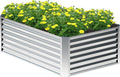 4x2x2FT Galvanized Raised Garden Bed,Planter Raised Beds-Metal Garden Box,Large Plant for Outdoor Planting, Vegetables Bed，Flower,herb-Silver