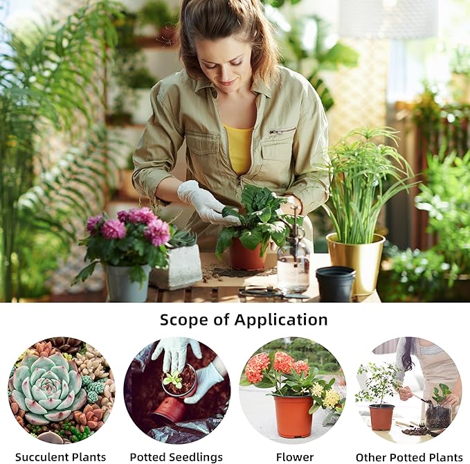 Plant Nursery Pot/Pots 200 Pcs 6" Plastic Plants Pots Flower Pots Seed Starting Pots for Plants Indoor Outdoor Seeding pots (with 200 Plant Labels)