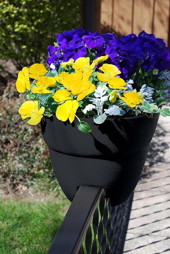 Bloomers Railing Planter with Drainage Holes – 24" Weatherproof Resin Planter – Charcoal