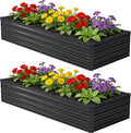 8x2x1 ft(2 Pack) Galvanized Raised Garden Bed,Outdoor Planter Box Metal Patio Kit Planting Bed for Vegetables Flowers and Succulents,Black